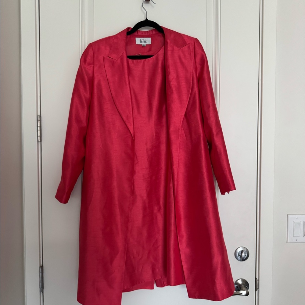 Le Suit Vibrant Pink Jacket and Dress size 12